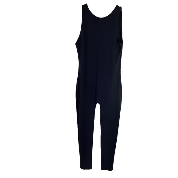 Zara Black Plunge Neck Sleeveless Skinny Leg Stretch Long Unitard Bodysuit - Picture 1 of 6